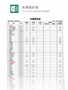 水果报价表Excel模板