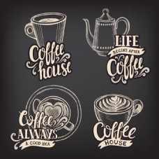 咖啡杯手绘咖啡图标