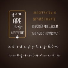 咖啡杯咖啡字母集合