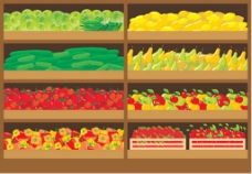 水果超市超市新鲜水果蔬菜矢量图