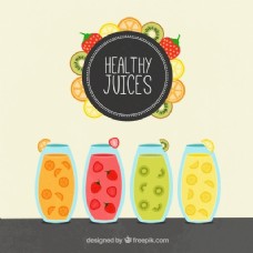 健康饮食背景四种健康果汁
