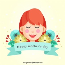可爱的母亲背景与花朵
