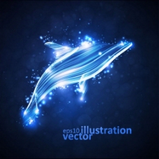 蓝色灯光海豚背景图