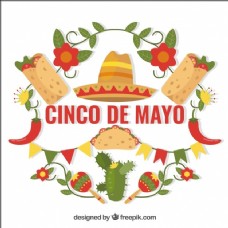 Cinco de Mayo的背景与传统食品和花卉装饰