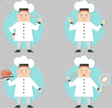蓝色背景厨师人物插图免抠png透明素材