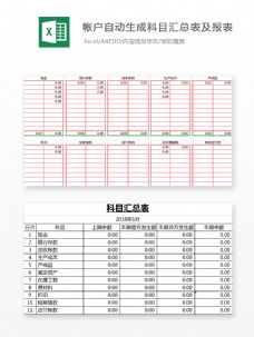 T字帐户自动生成科目表Excel模板2