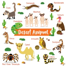 动物形象沙漠动物卡通卡通形象矢量素材