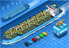 交通运输运输船等距交通工具矢量