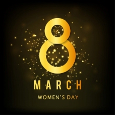 国际妇女日，黑色和金色背景