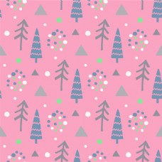儿童粉色树林矢量设计VI花型