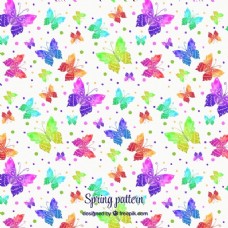 春季背景水彩蝴蝶图案