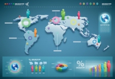 世界地图商业信息图向量