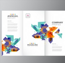 企业画册彩色几何创意图形三折页矢量素材