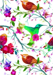 鸟类动物动物图案鸟类蝴蝶植物花卉叶子