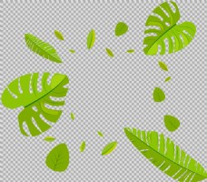 绿色叶子手绘叶子插画免抠png透明图层素材