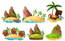 度假岛屿插图的不同场景