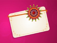 印度设计美丽的装饰礼品卡或问候rakhi印度兄妹结合节日卡的设计RakshaBandhan庆祝