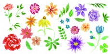 春天海报卡通水彩小花装饰素材