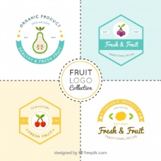 平面设计的四个水果标识集