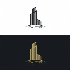 标志建筑黑色和金色的房地产标志与建筑物