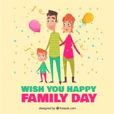 用气球和彩带的家庭日背景