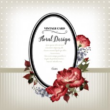 欧式画框复古玫瑰装饰矢量印刷高清设计素材