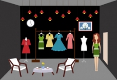 茶时尚服装店背景图