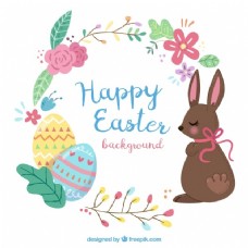 春季背景复活节彩蛋彩蛋和巧克力兔