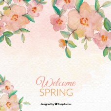 春季背景美丽的春天背景与水彩花
