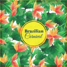巴西狂欢节水彩叶的背景