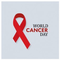 灰色背景上的红丝带，世界癌症日