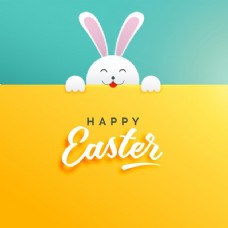 六一快乐复活节的背景和一只白兔