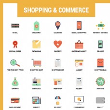 购物和商务平板图标集