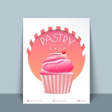 糕点店的传单，海报模板或甜蛋糕插画设计。