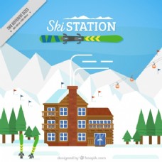 雪山滑雪场平面设计背景
