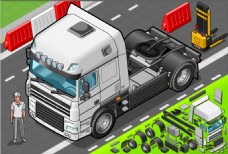 交通运输运输卡车等距交通工具矢量