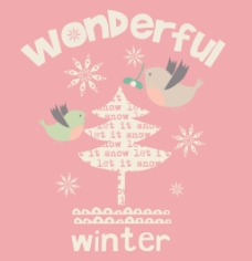 卡通小树可爱下雪主题服装图案矢量素材
