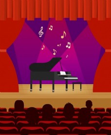 舞台设计模板钢琴表演背景图
