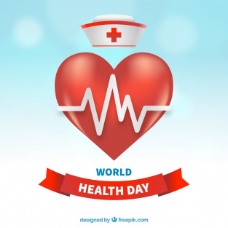 @世界世界卫生日背景与心和护士帽