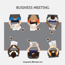 商务会议与文件和咖啡