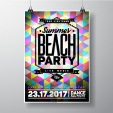 夏日沙滩派对几何海报设计