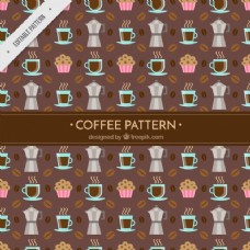 咖啡杯平面设计中有咖啡图案的奇妙图案