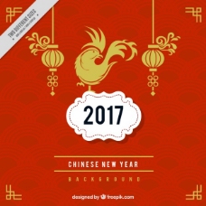 奇妙的中国新年背景与红色几何图形