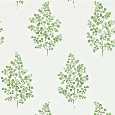布纹绿色树枝花纹布艺壁纸图片