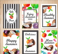 进口蔬果水彩可爱的夏季水果卡片