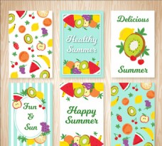 进口蔬果手绘水果夏日卡片