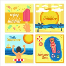 平面彩色的夏日卡片设计
