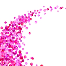 花海粉色玫瑰花瓣弧形边框矢量海报设计素材