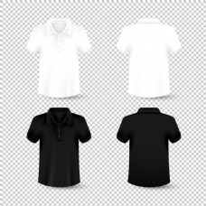 vi设计黑白T恤衫模板免抠png透明图层素材