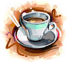 下午茶咖啡现代个性涂鸦设计矢量